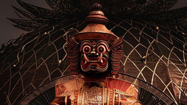 Fanged statue at a Buddhist temple.