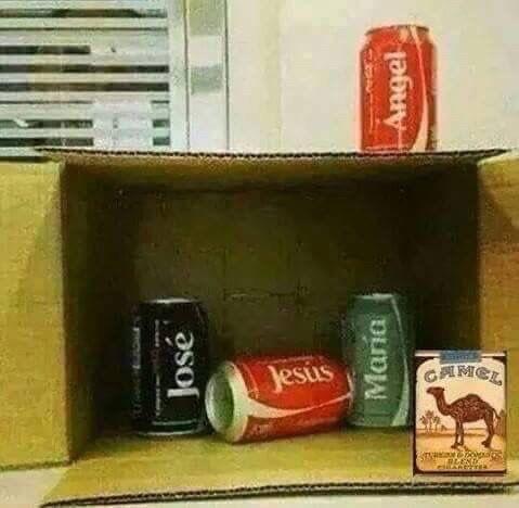 Cans in a box represent a major religion 