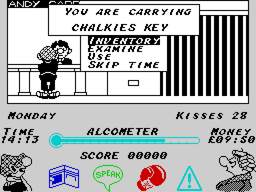 Modified screenshot of Andy Capp on the ZX Spectrum.