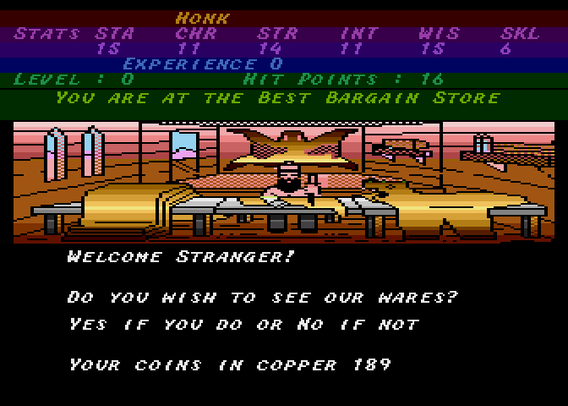 Modified screenshot of Alternate Reality on the Atari 8-bit.