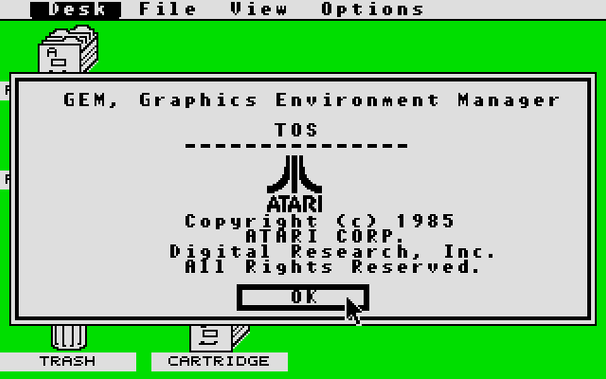 Modified screenshot of the Atari ST GEM interface.