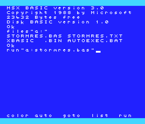 Modified screenshot of the start-up screen on a MSX