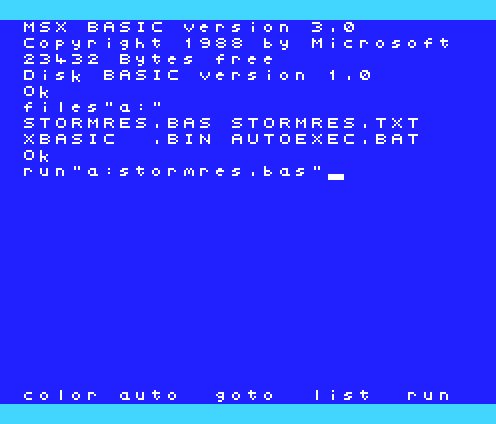 Modified screenshot of MSX Basic 3.0.