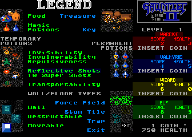 Modified screenshot of Gauntlet 2 on an arcade machine