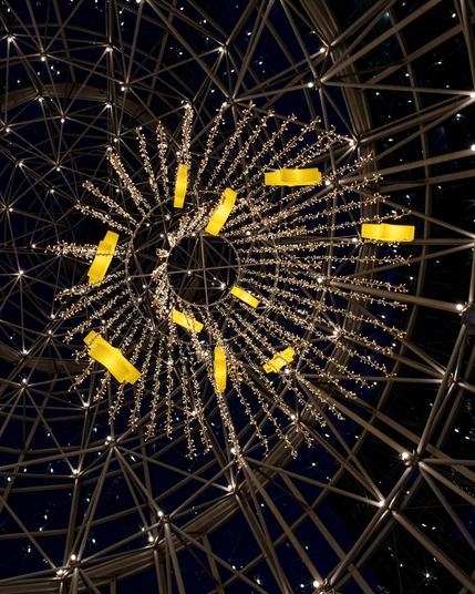 Hanging light decoration at Wheelock Place, Orchard, Singapore
