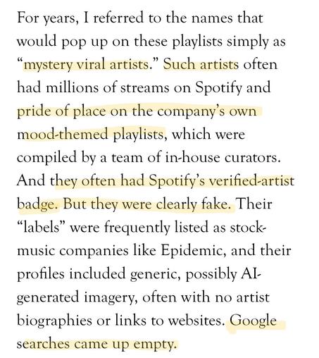 Such fake artists often had the Spotify verified badge but we're clearly fake. Google searches brought up nothing. 