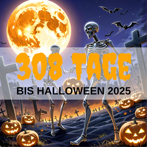 Image created using AI technology provided by Fooocus v2.5.5 (https://github.com/lllyasviel/Fooocus).
Front text: "308 Tage bis Halloween 2025"