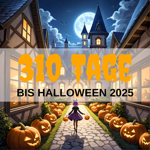 Image created using AI technology provided by Fooocus v2.5.5 (https://github.com/lllyasviel/Fooocus).
Front text: "310 Tage bis Halloween 2025"