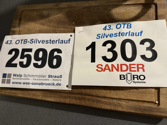 Startnummern für einen silvesterlauf