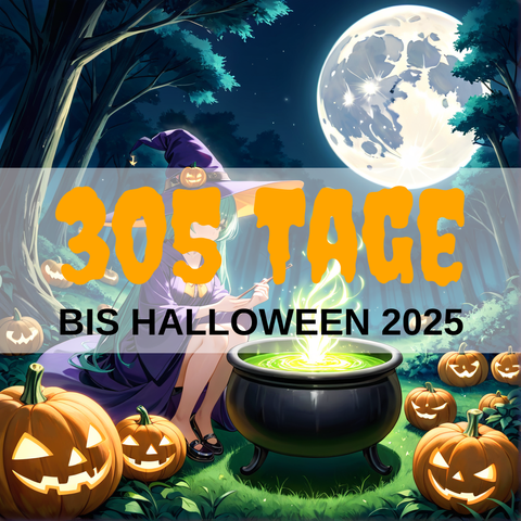 Image created using AI technology provided by Fooocus v2.5.5 (https://github.com/lllyasviel/Fooocus).
Front text: "305 Tage bis Halloween 2025"