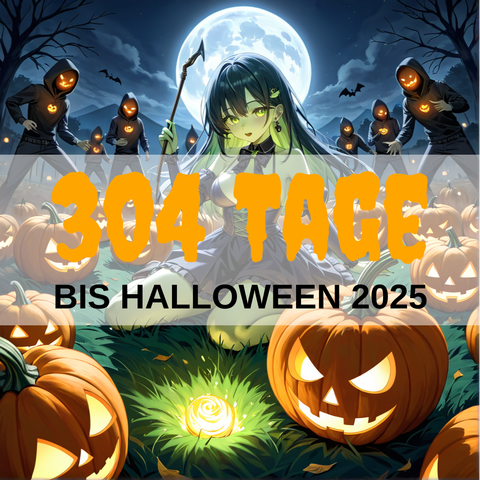 Image created using AI technology provided by Fooocus v2.5.5 (https://github.com/lllyasviel/Fooocus).
Front text: "304 Tage bis Halloween 2025"