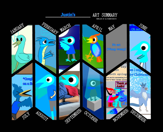 An art summary depicting 11 artworks during every month this year except May.