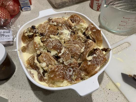 Empty gaps filled with custard mix.