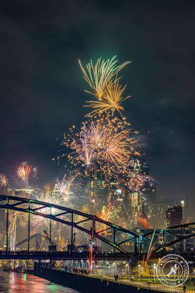 Frankfurt Skyline with Fireworks