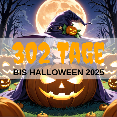 Image created using AI technology provided by Fooocus v2.5.5 (https://github.com/lllyasviel/Fooocus).
Front text: "302 Tage bis Halloween 2025"