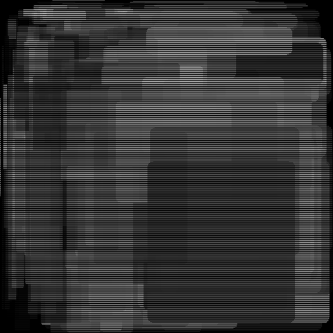 white and black squares with scanlines
