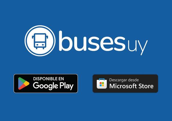 Logo de BusesUY, Google Play y Microsoft Store