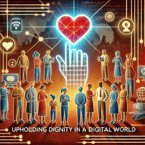 The image is representing the concept of respect and dignity in both the online and offline worlds, emphasizing human rights, tech ethics, and digital dignity.  @HaroldSinnott 