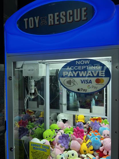 Claw machine game called toy rescue
