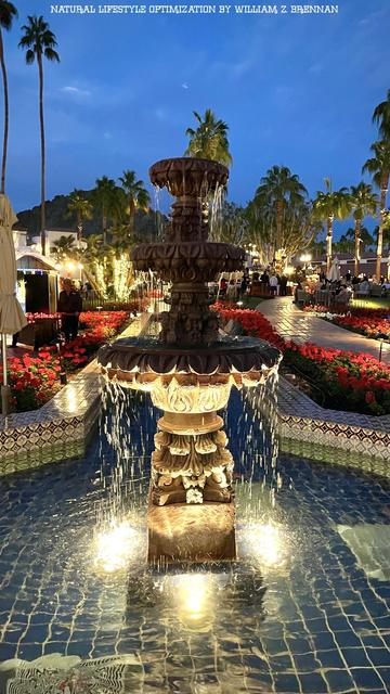 Beautiful flowing fountains in the main courtyard of the La Quinta Resort in La Quinta, California, which is a 1920s spanish colonial bungalow resort that is now owned by the Waldorf Astoria group.  William Z. Brennan is a natural lifestyle expert, creator of Natural Lifestyle Optimization, and founder of Desert Mountain Apothecary: The Original Desert Apothecary for Mind Body & Spirit.  Natural Lifestyle Optimization is the philosophy of creating lasting, transformational change through harnessing the power of a natural lifestyle and micro-habits.  Personal development, spiritual healing, spiritual breakthrough, transformational development, transformational breakthrough, breaking free from spiritual bondage, mindfulness, meditation, consciousness, subconscious, spiritual awakening.  Please Enjoy!  All the best, William Z. Brennan