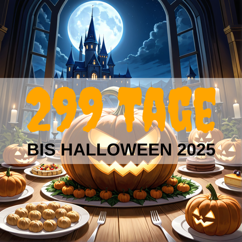 Image created using AI technology provided by Fooocus v2.5.5 (https://github.com/lllyasviel/Fooocus).
Front text: "299 Tage bis Halloween 2025"
