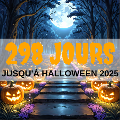 Image created using AI technology provided by Fooocus v2.5.5 (https://github.com/lllyasviel/Fooocus).
Front text: "298 jours jusqu'à Halloween 2025"