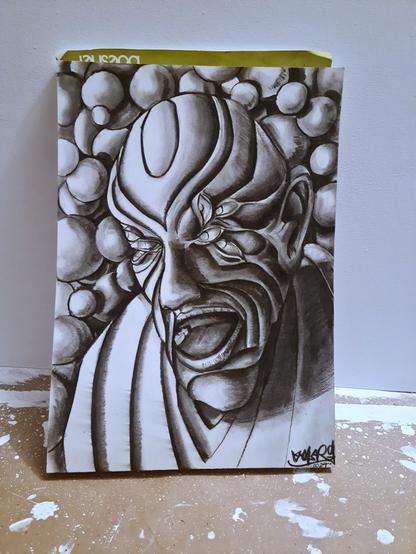 Fabian Zolar, charcoal on paper, 30x40 cm, arte dibujo carboncillo sobre papel, art on paper, demon, demonio more on https://www.zolart.de