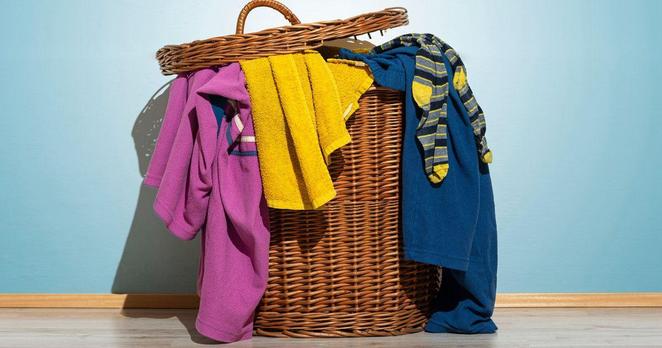Clothing in a washing hamper