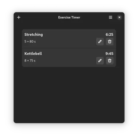 A screenshot of the updated Exercise Timer user interface
