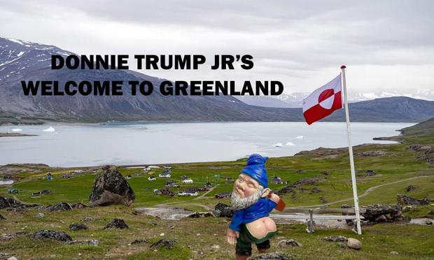 A gnome in Greenland welcoming Donnie Jr
