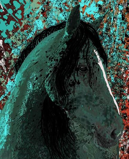 Turquoise Splattered Paint Horse Portrait by Joan Stratton - https://paintingsbyjoan.com/

A horse is depicted against a dynamic background filled with splashes of teal and rust colors. The dark mane contrasts with the vibrant, abstract elements, adding depth and movement to the composition.

RBH Paris is her competition name, she is from Germany and resides at RBH Park - Warmblood breeders & producers of horses for a Show jumping market, in the heart of North East Victoria :)

I have also loaded this artwork without a background, so you can choose any colour backgrounds for the available products, with exception of the prints.

More from my horse collection - https://joan-stratton.pixels.com/collections/horses

#horse
