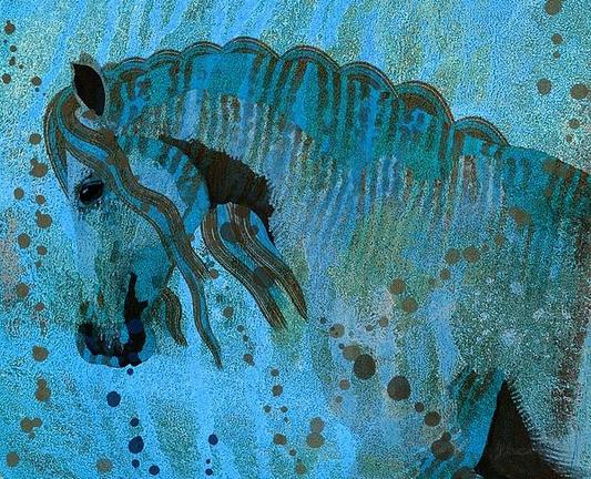 Stallion Snow And Ice by Joan Stratton - https://paintingsbyjoan.com/

Through ice and snow, he leads his herd, their one constant.

A stylized depiction of a horse showcases an array of blue tones with subtle patterns and speckled accents. The flowing mane and gentle expression evoke a sense of calm.

Ether Art – A hand-drawn drawing / painting using the exciting modern art form, where art is created from scratch using a computer in lieu of a real canvas and paint, water colour, pastel, pencil, charcoal etc I create digital art from the ether, exactly the same as if I was starting with a blank canvas.

More from my horse collection - https://joan-stratton.pixels.com/collections/horses
