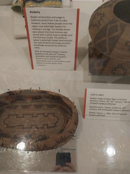 Back to front)

Canteen basket made from plant fibers, California. Gift of Elizabeth Seabury Mitchel

Basket, Yokuts, c. 1930. Gift of John H. and Barbara M. Morrison.

Basket, #Pomo, late 19th century. Gift of the Evanston Historical Society