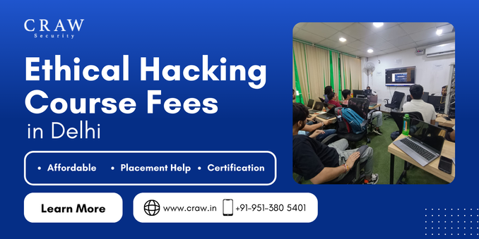 Image showcasing a classroom environment with students learning ethical hacking, highlighting affordable ethical hacking course fees in Delhi with certification.