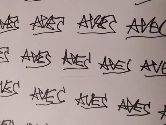 Image of multiple tags of a french word avec
