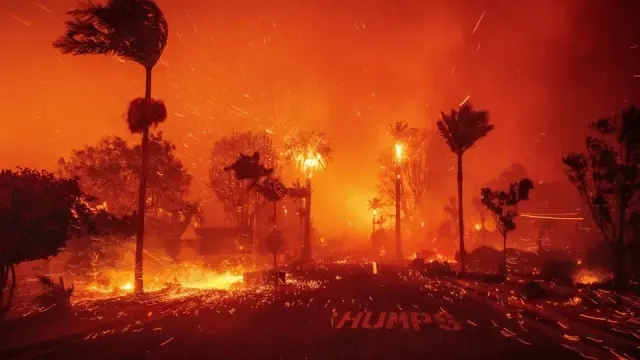 Das Bild zeigt Feuer in Californien. Aber der Klimawandel erhöht auch in Europa zunehmend die Waldbrandgefahr.