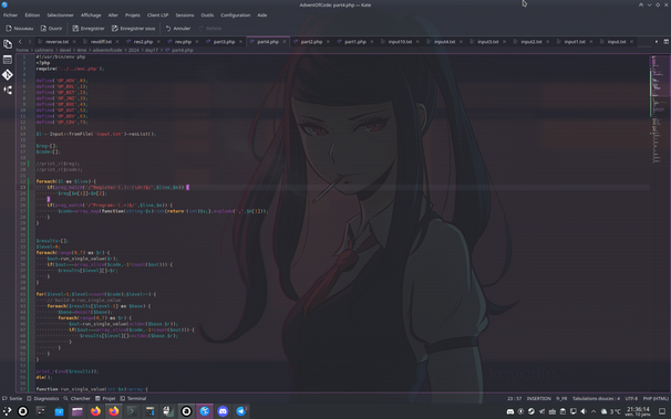 Screenshot of my text editor window with partial part2 php source code in it