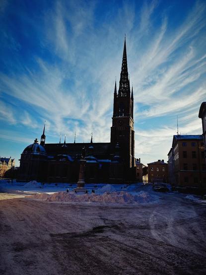 Riddarholmen church just past noon, near the winter solstice