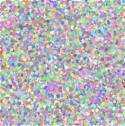 Many many small colorful dots overlapping.