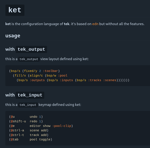 screenshot of linked page: readme of ket with examples
