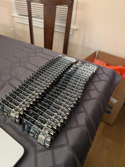 Organized rows of programmed circuit boards