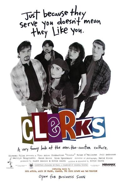 Poster for “Clerks” featuring the films cast.