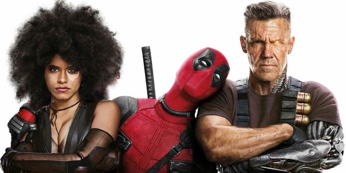 “Deadpool 2” press image of Marvel characters featuring Zazie Beetz as Domino, Ryan Reynolds as Deadpool, and Josh Brolin as Cable.