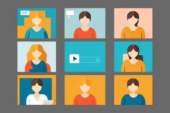 Illustration (KI generiert), Video-Meeting mit mehreren Teilnehmer*innen