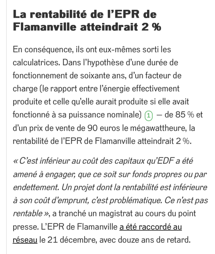 La rentabilité de l’EPR de Flamanville atteindrait 2 %  