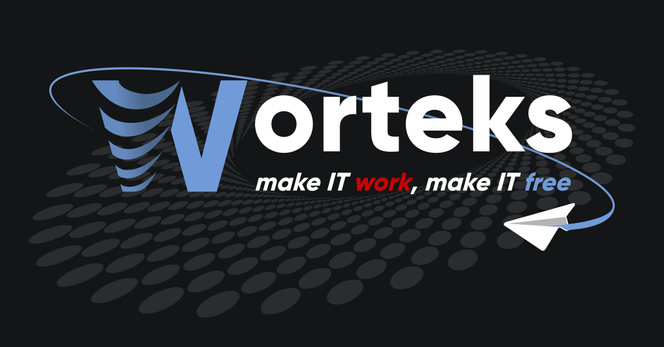 Logo Worteks avec un avion en papier qui vole autour
