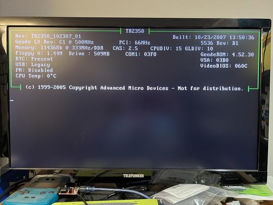 Screenshot of the boot screen showing 128MiB