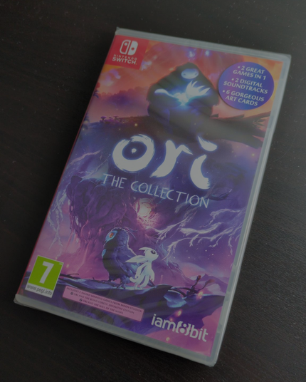 Ori The Collection game case for Nintendo Switch on a wooden table.