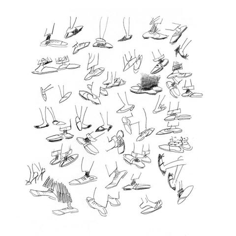 pencil doodles of shoes appearing in the comic strip Ponytail by Lee Holley