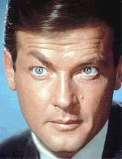Roger Moore with a signature raised eyebrow